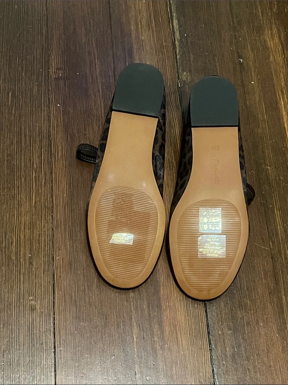 Madewell Leopard Print Mary Jane Ballet Flats in Black Brown